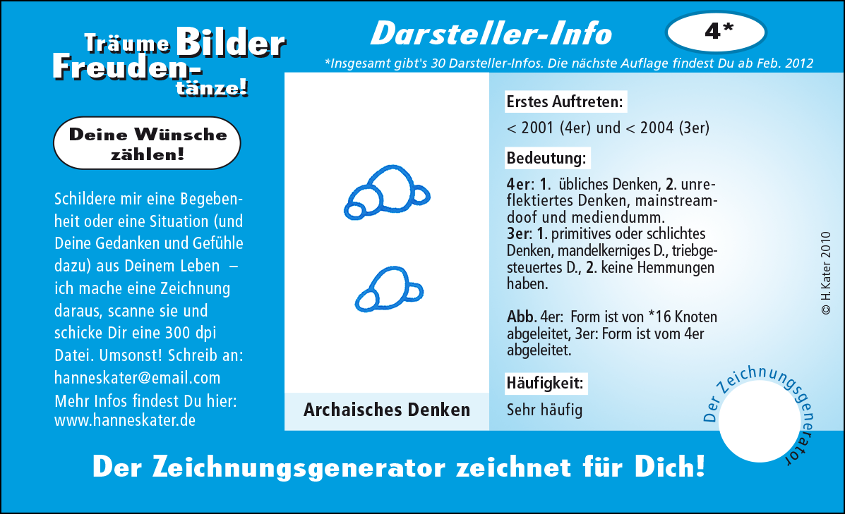 Hannes Kater: Auftragsk&auml;rtchen *04 Archaisches Denken, Vorderseite, Version von 2010
