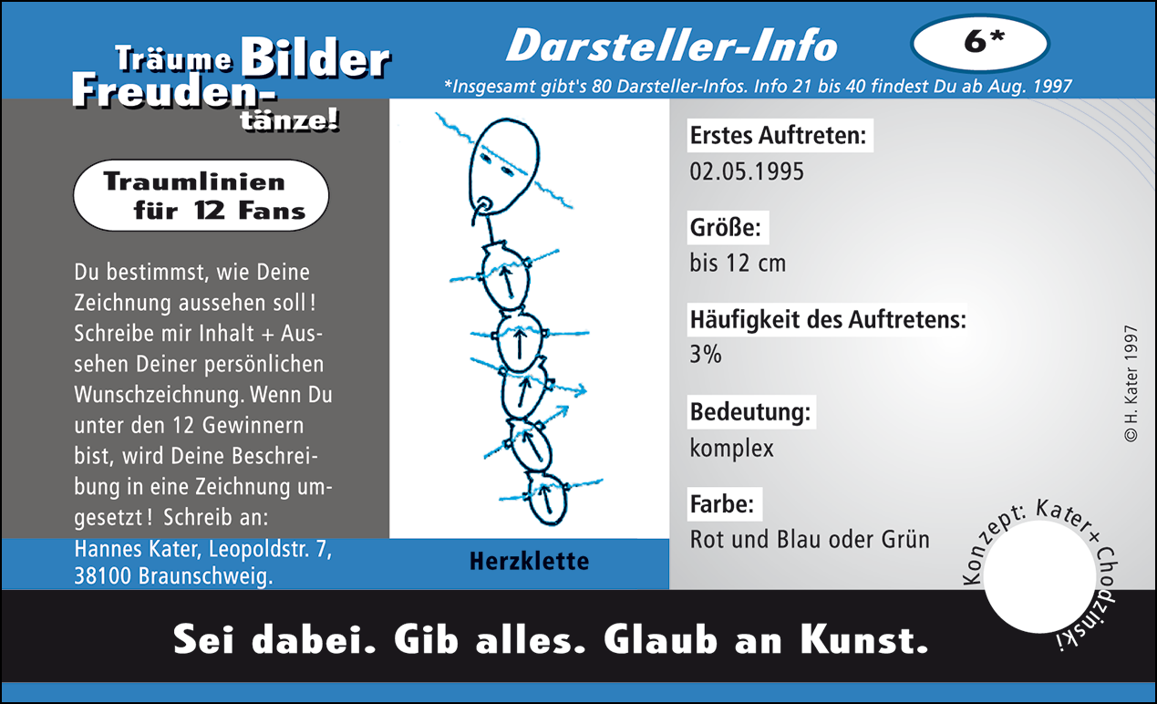 Hannes Kater: Auftragsk&auml;rtchen *06 Herzklette, Vorderseite, Version von 1997