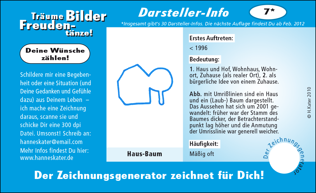 Hannes Kater: Auftragsk&auml;rtchen *07 Haus-Baum, Vorderseite, Version von 2010