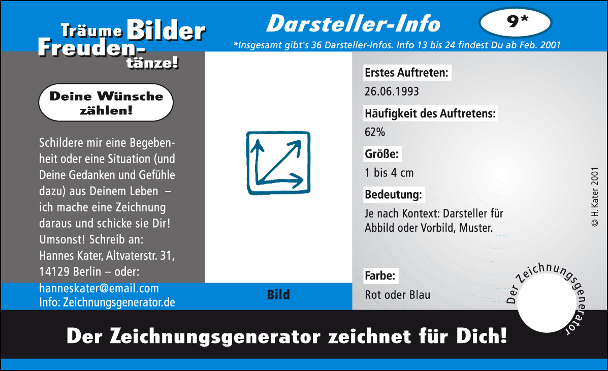 Hannes Kater: Auftragskärtchen *09 Bild, Vorderseite, Version von 2001
