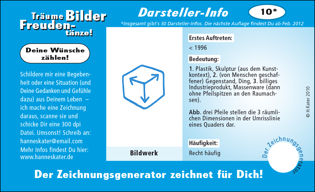 Hannes Kater: Auftragsk&auml;rtchen *10 Bildwerk, Vorderseite, Version von 2010