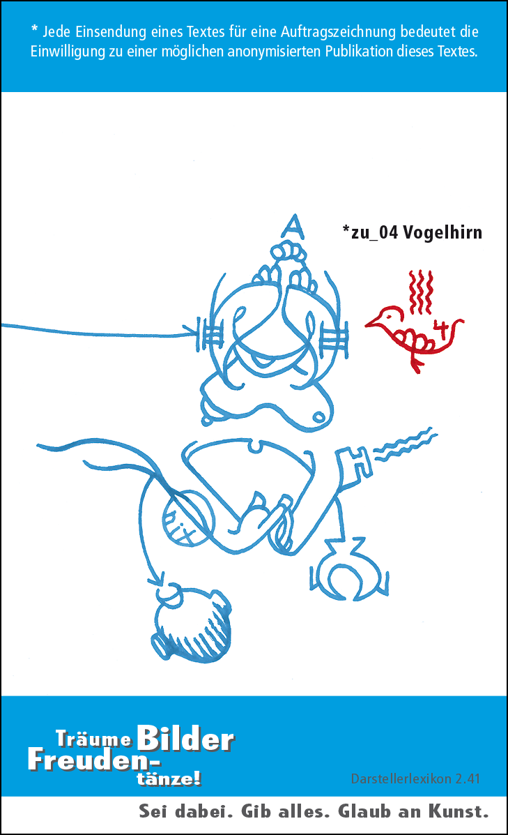 Hannes Kater: Auftragsk&auml;rtchen *zu_04 Vogelhirn, R&uuml;ckseite, Version von 2010