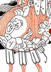 Hannes Kater  Detail einer Zeichnung aus dem M&auml;rz 2024