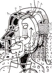 Hannes Kater  Detail einer Zeichnung aus dem M&auml;rz 2024