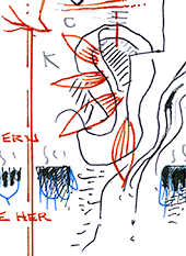 Hannes Kater  Detail einer Zeichnung aus dem April 2023