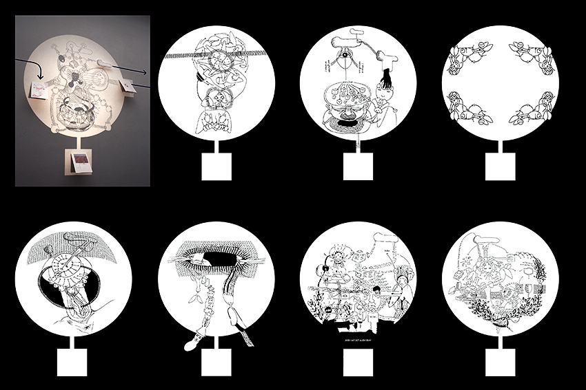 Hannes Kater: 8 Folien f&uuml;r die Projektionen f&uuml;r: Einen sinnvollen Satz machen I, Arbeitsplatz, Kunstverein Hannover