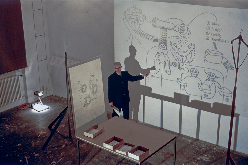Hannes Kater: Installation f&uuml;r Auftritt als Zeichnungsgenerator