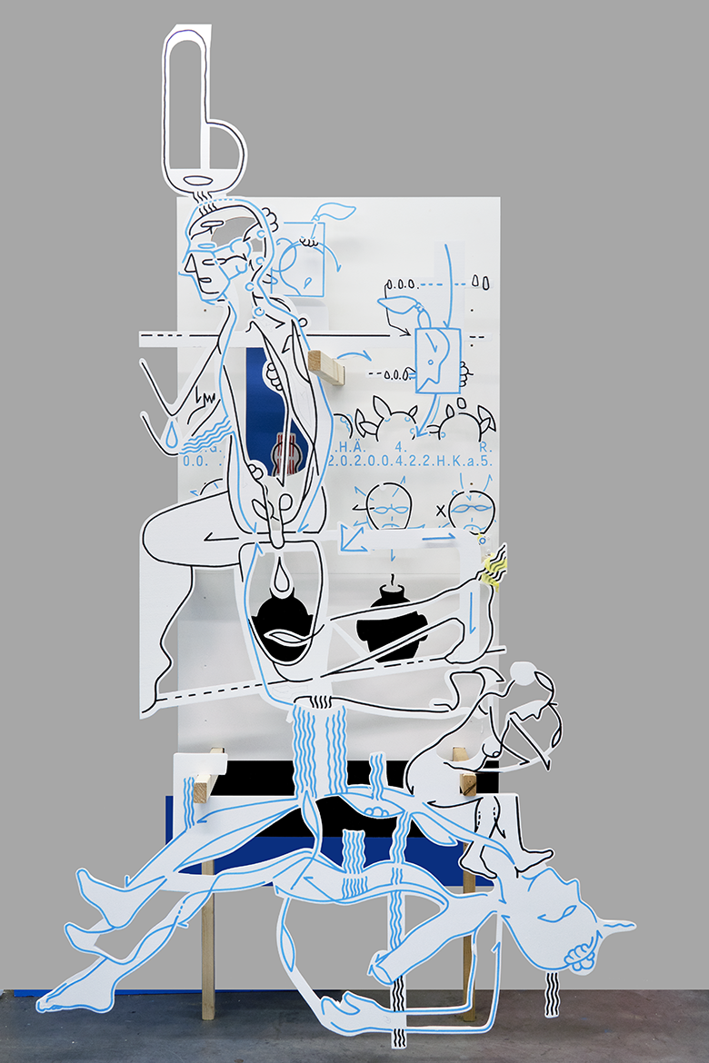 Hannes Kater: Arbeiten im Atelier f&uuml;r "Das dunkle Loch im Mund der Sonne" (2022)