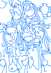 Hannes Kater  Detail einer Tageszeichnung auf Instagram, 2021