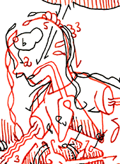 Hannes Kater  Detail einer Tageszeichnung aus der 16. KW 2020 auf Instagram