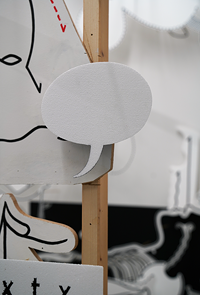 Hannes Kater  Detail der Installation Universalienforschung, Kunstverein Tiergarten 2020