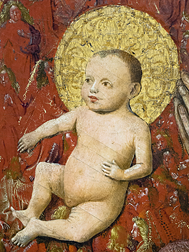 Meister der M&uuml;nchner Marientafeln: Geburt Chriti (Detail)