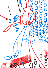 Hannes Kater  Detail einer Tageszeichnung aus der 4. KW 2020 auf Instagram