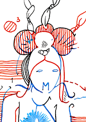 Hannes Kater  Detail einer Tageszeichnung aus der 34. KW auf Instagram