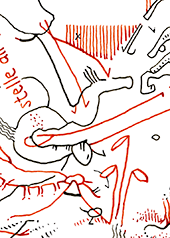 Hannes Kater  Detail einer Tageszeichnung aus der 19. KW auf Instagram