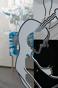 Hannes Kater: Detail der 4. Station ("Geld") von "Was da ist - 7 Fluchtlinien", Galeriehaus Nord, N&uuml;rnberg 2013